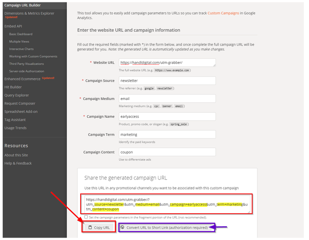 Share generated campaign url